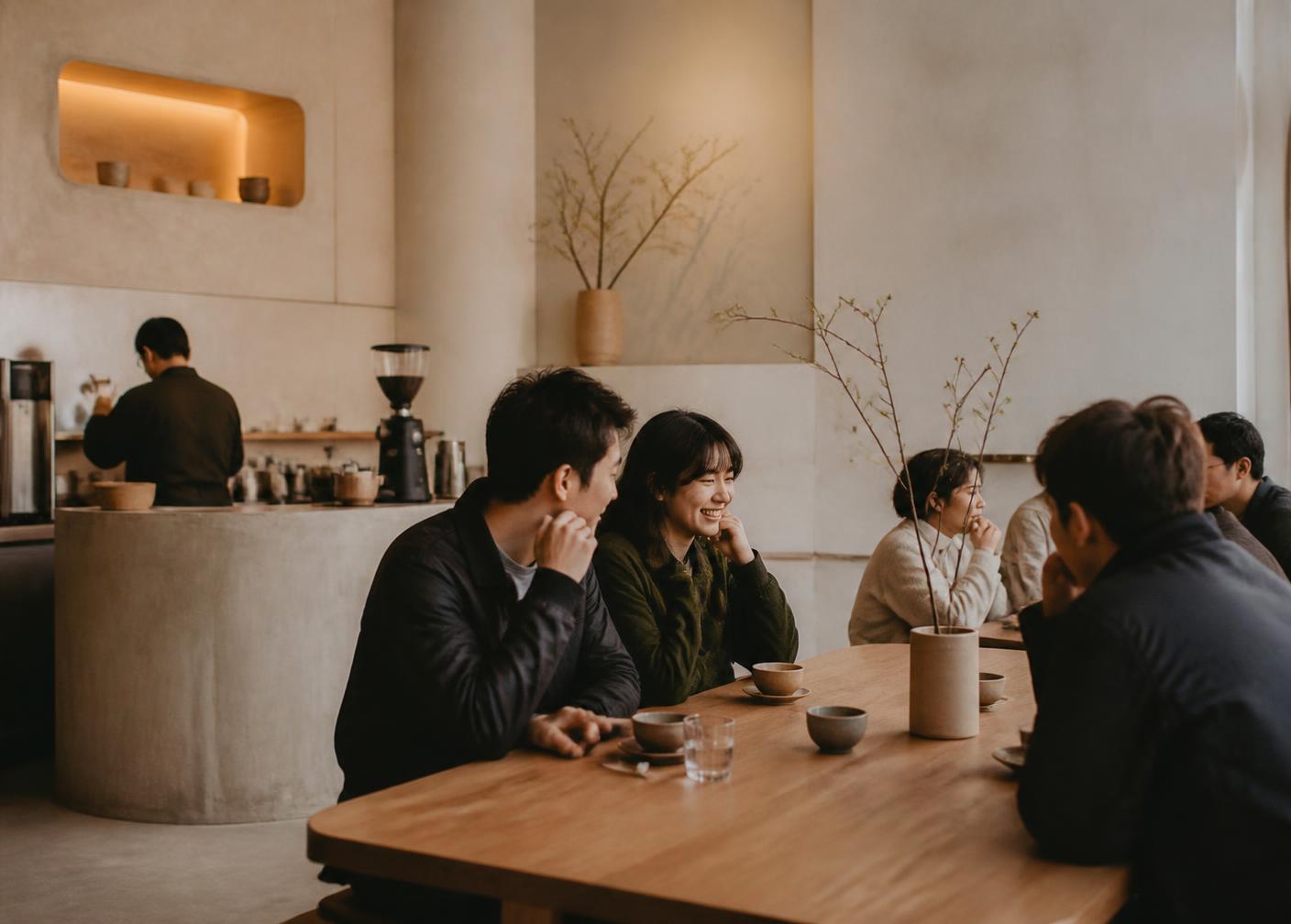Junge Menschen in einem ruhigen Coffee Shop